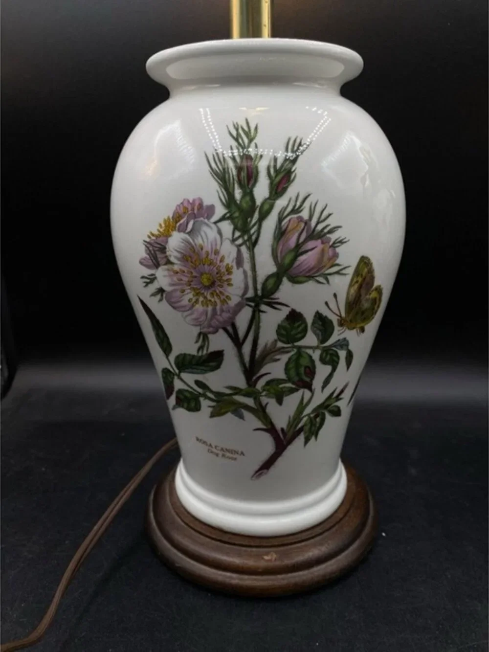 Portmeirion Botanic Garden Lamp Base Cage Rosa Canina Dog Rose Butterfly Flowers